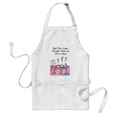 Apron with animated funny church sayings by psnyder62546