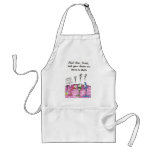 Apron with animated funny church sayings