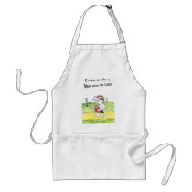 Apron with animated pictures of funny church signs