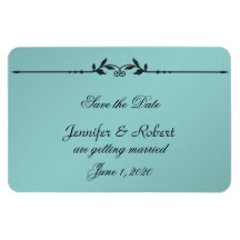 Aqua and Black Elegant Wedding Save the Date Vinyl Magnets