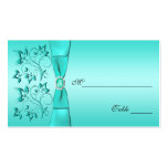 Aqua and Black Floral Placecards Business Card