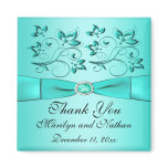 Aqua and Black Floral Wedding Favor Magnet
