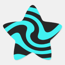 Aqua and black wave design star star stickers