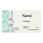 aqua and cream fleur elegant damask business cards