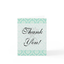 aqua and cream fleur elegant damask greeting cards