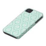 aqua and cream fleur elegant damask iphone 4 case-mate cases