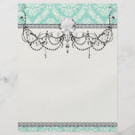 aqua and cream fleur elegant damask flyer design