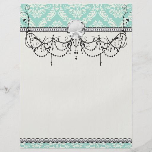 aqua and cream fleur elegant damask flyer design