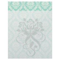 aqua and cream fleur elegant damask custom letterhead