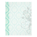 aqua and cream fleur elegant damask letterhead