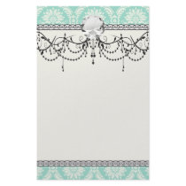 aqua and cream fleur elegant damask stationery paper