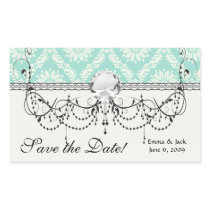 aqua and cream fleur elegant damask rectangle stickers