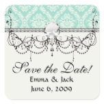 aqua and cream fleur elegant damask stickers