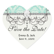 aqua and cream fleur elegant damask stickers