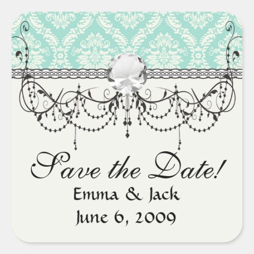 aqua and cream fleur elegant damask stickers