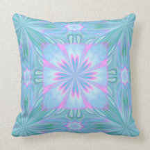 Aqua and Pink Flower American MoJo Pillows
