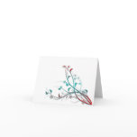 Aqua and Red Notecard