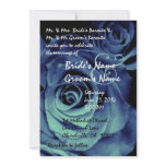 Aqua and Royal Blue Roses Wedding Invitation