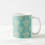 aqua and sage lovely damask pattern coffee mug