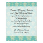 aqua and sage lovely damask pattern invitations