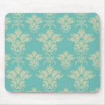 aqua and sage lovely damask pattern mouse pads
