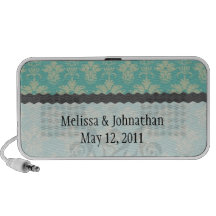 aqua and sage lovely damask  wedding keepsake notebook speaker