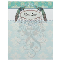 aqua and sage lovely peacock damask pattern customized letterhead