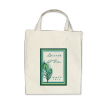 Aqua and seafoam peacock design tote bags