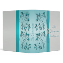 Aqua and Silver Floral Quinceanera Binder