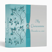 Aqua and Silver Floral Quinceanera Binder