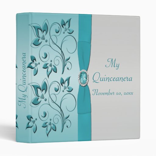 Aqua and Silver Floral Quinceanera Binder