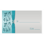 Aqua and Silver Placecards Business Card Template