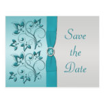 Aqua and Silver Quinceanera Save the Date Card Post Cards