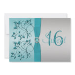 Aqua and Silver Sweet Sixteen Party Invitation