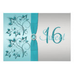 Aqua and Silver Sweet Sixteen Party Invitation