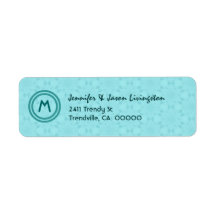 Aqua and Teal Modern Monogram Return Address Label