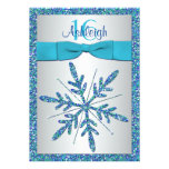 Aqua, argent, invitation bleue d'anniversaire de f