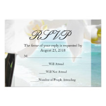 Aqua Beach Orchid Invitations