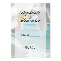 Aqua Beach Orchid Table Place Card Business Card Template