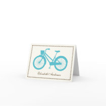 Aqua Bicycle Folded Note Cards
