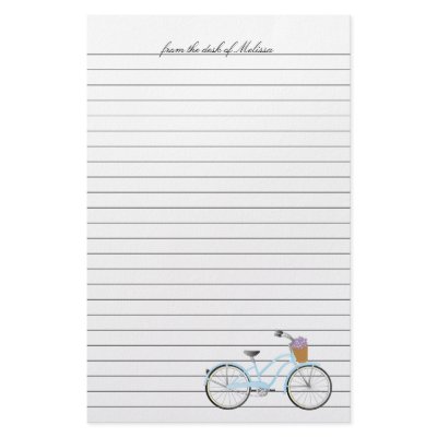 Aqua Bicycle Personalized Stationery by trennea