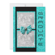 Aqua black graduation template PERSONALIZE Personalized Invitation