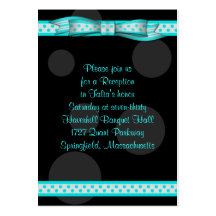 Aqua & Black Polka Dots Bat Mitzvah Reception Card Business Card Template