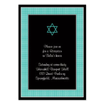 Aqua & Black Polka Dots Bat Mitzvah Reception Card Business Card Template