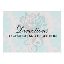 aqua blue and dark carnation pink damask design business card