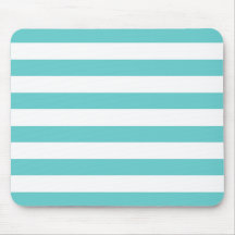 Aqua Blue and White Stripes Pattern Mousepads