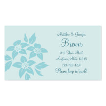 Aqua Blue Bride and Groom Contact Information Card Business Card Template