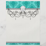 aqua blue damask pattern design flyer