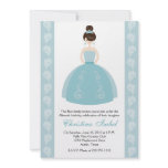 Aqua Blue Dress Brunette Quinceanera Invitations