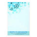 Aqua Blue Hibiscus Florist Stationery Paper